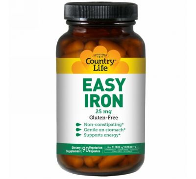 Country Life, Easy Iron, 25 мг, 90 вегетарианских капсул