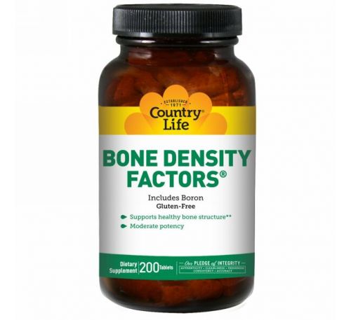 Country Life, Факторы плотности костей, содержит бор, 200 таблеток