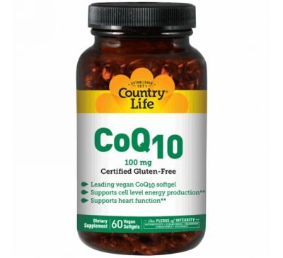 Country Life, Коэнзим Q10, 100 мг, 120 веганских капсул