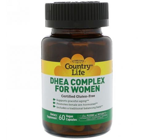 Country Life, Комплекс ДГЭА (дегидроэпиандростерона), для женщин, 60 вегетарианских капсул