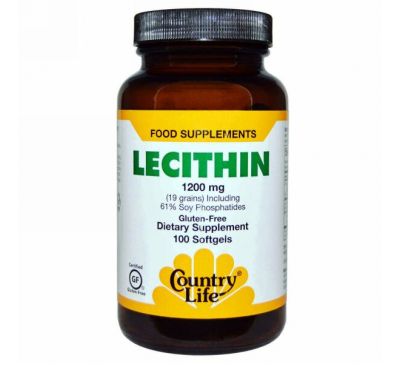 Country Life, Лецитин 1200 мг, 100 капсул