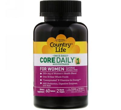 Country Life, Мультивитамины Core Daily-1, для женщин, 60 таблеток