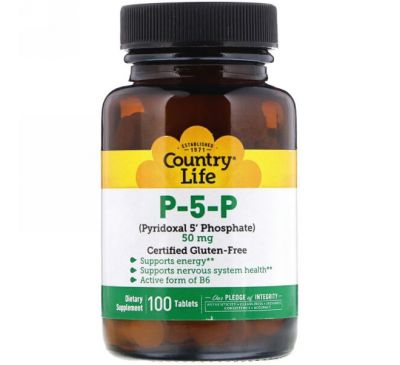 Country Life, П-5-Ф (пиридоксаль-5'-фосфат), 50 мг, 100 таблеток