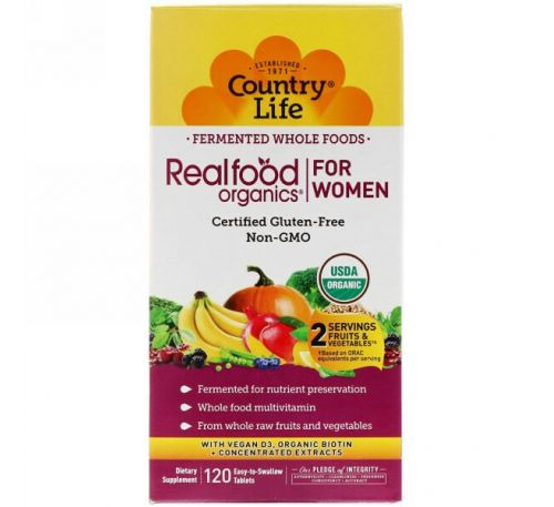 Country Life, RealFood Organics, ежедневное питание для женщин, 120 таблеток