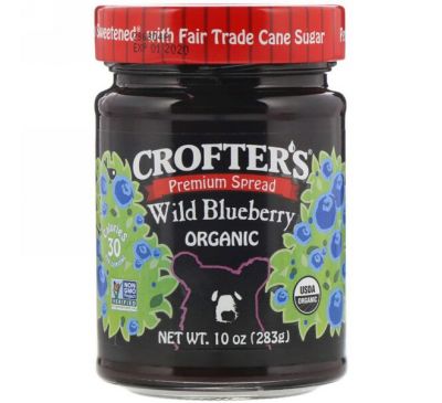 Crofter's Organic, Органический высококачественный спред, дикая черника, 10 унций (283 г)