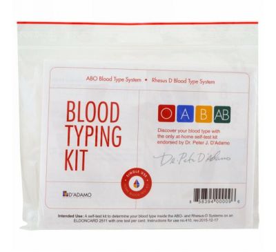 D'adamo, Набор для теста типа крови, 1 набор для легкого самостоятельного тестирования