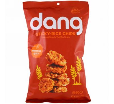 Dang Foods LLC, Чипсы из клейкого риса, шрирача, 3,5 унций (100 г)