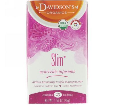Davidson's Tea, Ayurvedic Infusions, Slim, 25 Tea Bags, 1.58 oz (45 g)