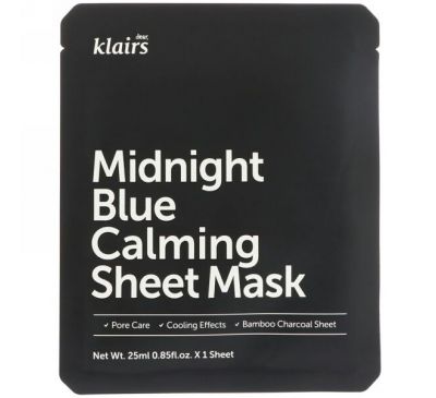 Dear, Klairs, Midnight Blue Calming Sheet Mask, 1 Mask, 0.85 fl oz (25 ml)