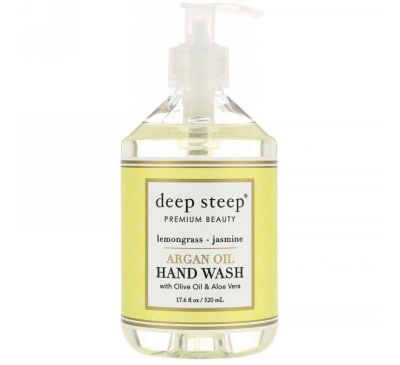 Deep Steep, Средство для мытья рук с аргановым маслом, Лимонник — Жасмин, 17,6 жидких унций (520 мл)