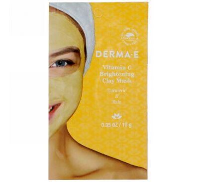 Derma E, Усиливающая сияние маска с глиной и витамином С, Куркума и кале, 0,35 унц. (10 г)