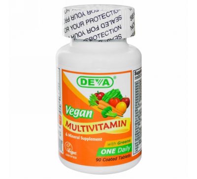 Deva, Мультивитаминная и минеральная добавка для веганов, 90 таблеток, покрытых оболочкой