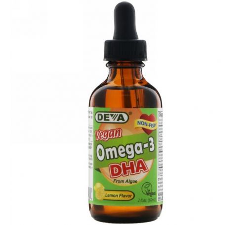 Deva, Омега-3 ДГК, для вегетарианцев, с лимонным вкусом, 2 жидких унции (60 мл)