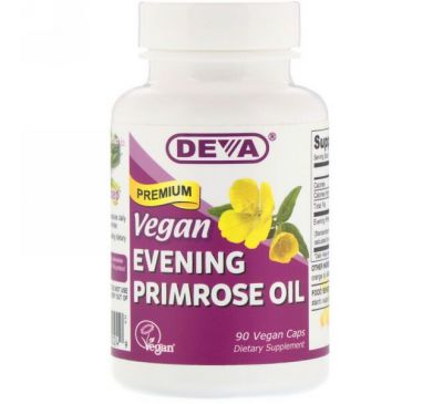 Deva, Органическое веганское масло примулы вечерней, 90 веганских капсул