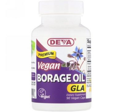 Deva, Vegan, Premium Borage Oil, GLA, 90 Vegan Caps