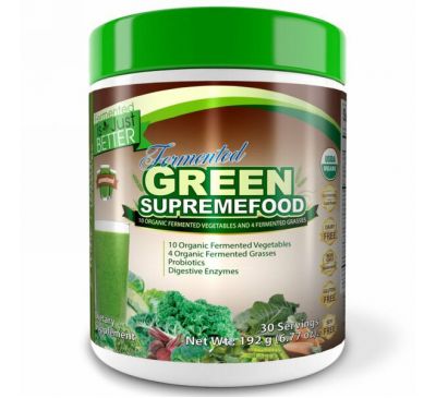 Divine Health, Ферментированная зеленая Supremefood, без подсластителей, 6,77 унц. (192 г)