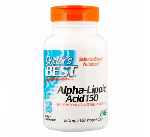 Doctor's Best, Альфа-липоевая кислота Best, 150 мг, 120 растительных капсул