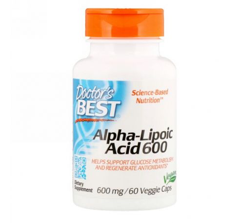 Doctor's Best, Альфа-липоевая кислота Best, 600 мг, 60 растительных капсул