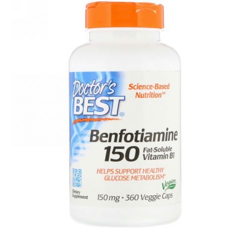 Doctor's Best, Benfotiamine, 150 mg, 360 Veggie Caps