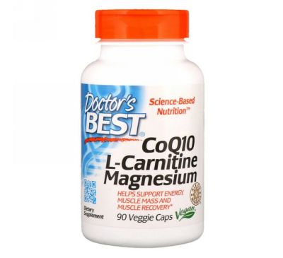 Doctor's Best, CoQ10 L-карнитин магний, 90 вегетарианских капсул