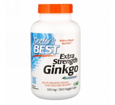 Doctor's Best, Extra Strength Ginkgo, 120 мг, 360 растительных капсул