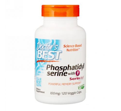 Doctor's Best, Фосфатидилсерин с SerinAid, 100 мг, 120 вегетарианских капсул