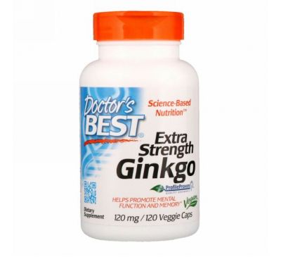 Doctor's Best, Гинкго с повышенной силой действия, 120 мг, 120 растительных капсул