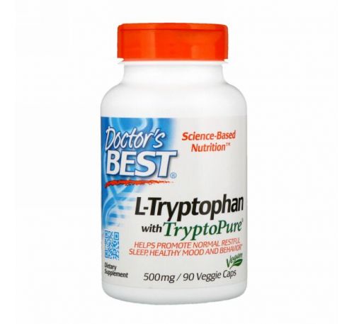 Doctor's Best, L-Tryptophan with TryptoPure, 500 mg, 90 Veggie Caps