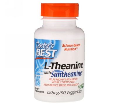 Doctor's Best, L-теанин Suntheanine, 150 мг, 90 вегетарианских капсул