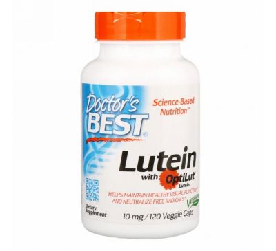 Doctor's Best, Лютеин с OptiLut, 10 мг, 120 растительных капсул