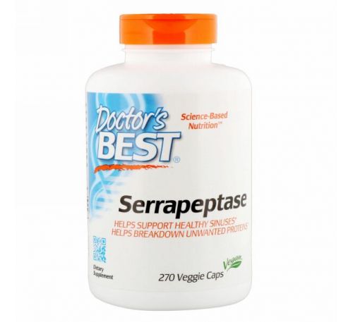 Doctor's Best, Серрапептаза, 270 капсул в растительной оболочке