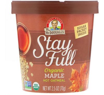 Dr. McDougall's, Organic Hot Oatmeal, Maple, 2.5 oz (70 g)