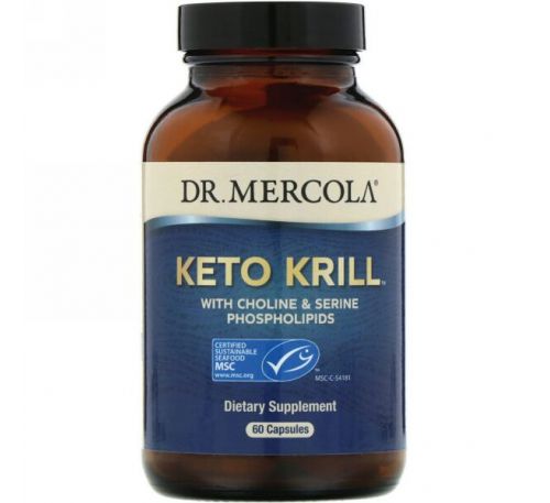 Dr. Mercola, Keto Krill, масло криля с холином и сериновыми фосфолипидами, 60 капсул