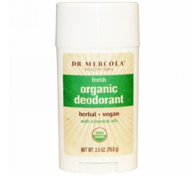 Dr. Mercola, Органический дезодорант стик, Свежесть, 2.5 унции (70.8 г)