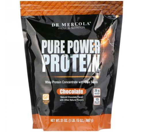 Dr. Mercola, Протеин чистая сила, Шоколадный вкус, 31 унция (880 г)