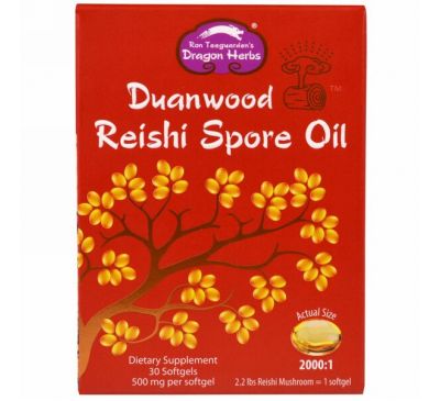 Dragon Herbs, Duanwood масло из спор грибов рейши, 500 мг, 30 капсул