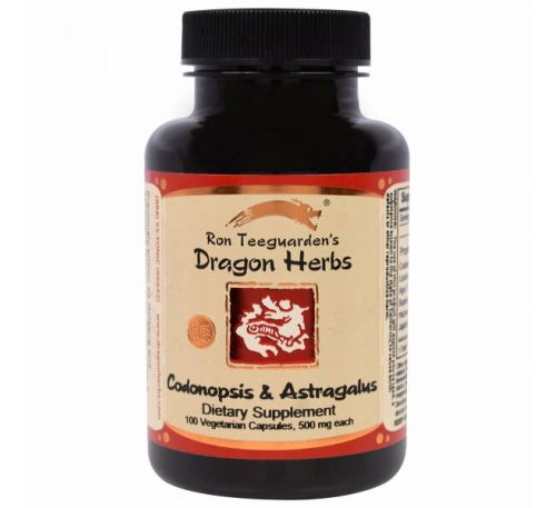 Dragon Herbs, Женьшень и астрагал, по 500 мг каждого, 100 капсул