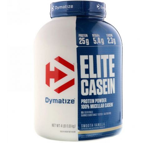 Dymatize Nutrition, Elite Casein, однородная ваниль, 1,8 кг