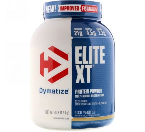 Dymatize Nutrition, Elite XT, белковый порошок со вкусом богатой ванили, 1,8 кг (4 фунта)