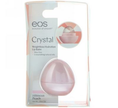 EOS, Crystal, Weightless Hydration Lip Balm, Hibiscus Peach, 0.25 oz (7g)