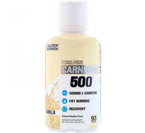 EVLution Nutrition, Carnitine500, ваниль 16 унц. (465 мл)