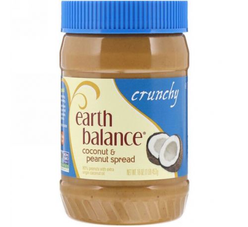 Earth Balance, Кокосовая и арахисовая паста, хрустящая, 16 унций (453 г)