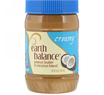 Earth Balance, Кокосово-арахисовая паста, сливочная, 16 унций (453 гр)