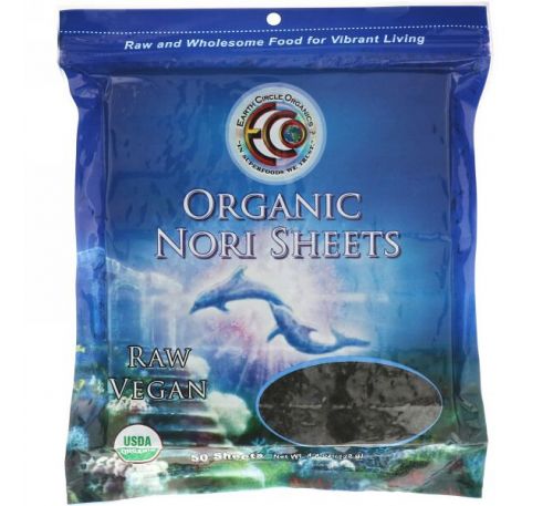 Earth Circle Organics, Органические нори для суши, холодная обработка, 50 листов