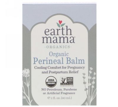Earth Mama, Органический промежностный бальзам, 2 ж. унц. (60 мл)
