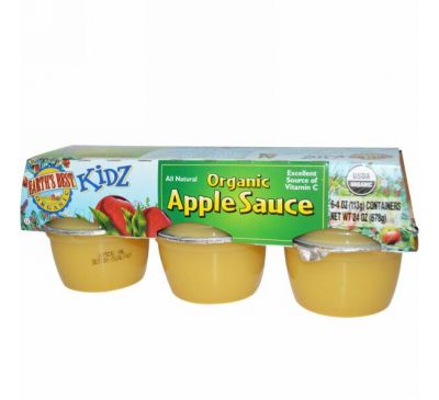 Earth's Best, Kidz, Органический яблочный соус, 6 упаковок, 4 унции (113 г) каждая