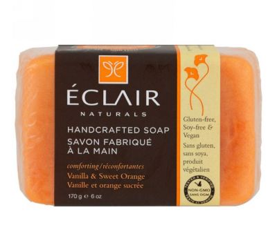 Eclair Naturals, Мыло ручной работы, ваниль и сладкий апельсин, 170 г (6 унций)
