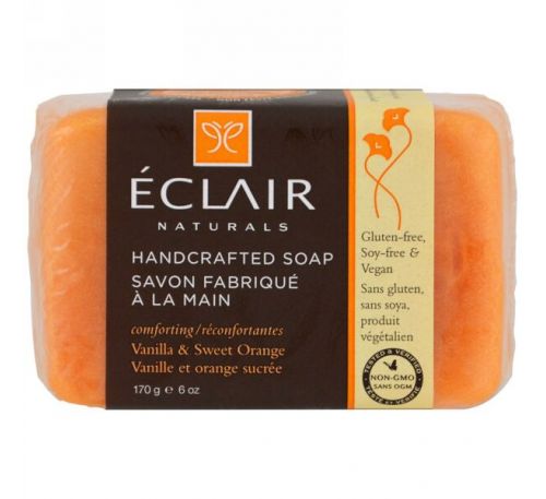 Eclair Naturals, Мыло ручной работы, ваниль и сладкий апельсин, 170 г (6 унций)