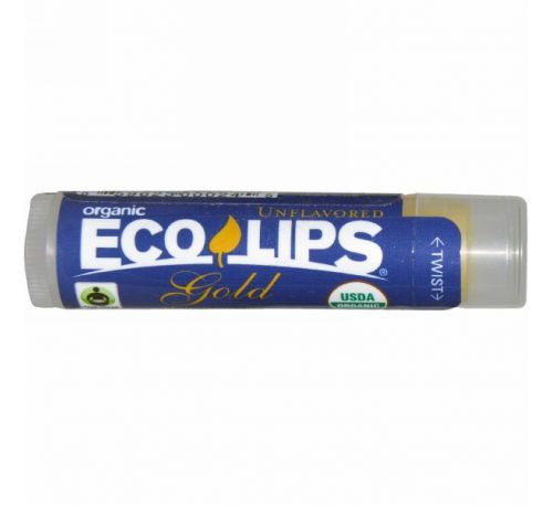 Eco Lips Inc., Органический, Золотой бальзам для губ, не ароматизированный, 0.15 унций (4.25 г)