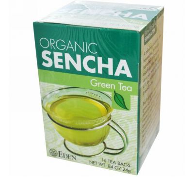 Eden Foods, Organic, зеленый чай сенча, 16 пакетиков,.24 г
